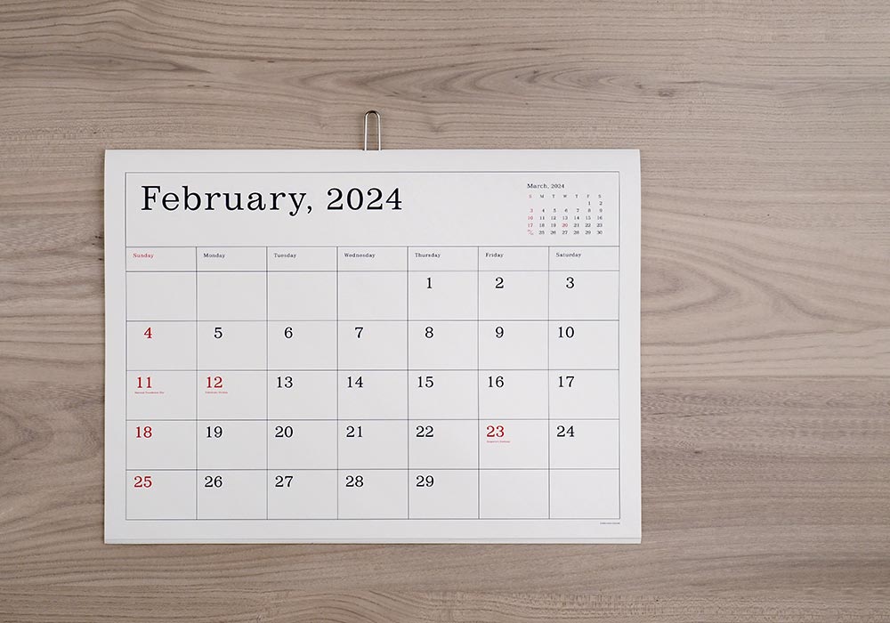 2024 Calendar by 葛西薫 (Kasai Kaoru) カレンダー シンプル デザイン Ando gallery