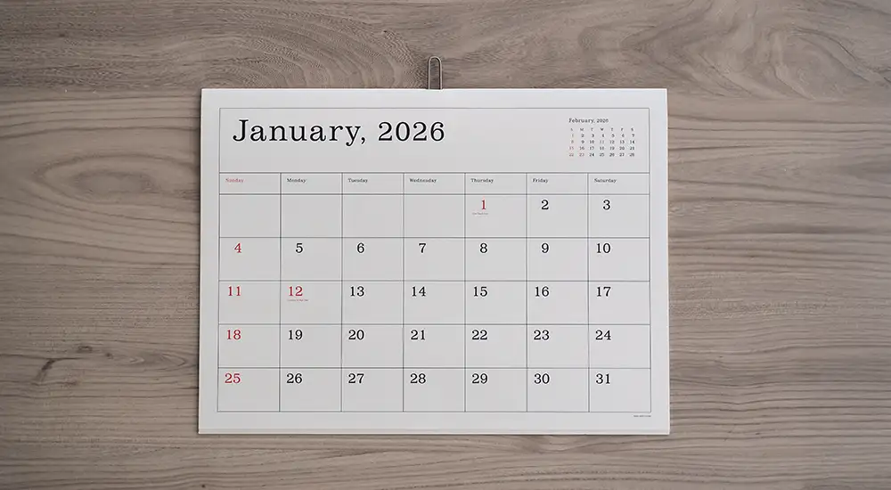 2026 Calendar by 葛西薫 (Kasai Kaoru) カレンダー シンプル デザイン / Ando gallery